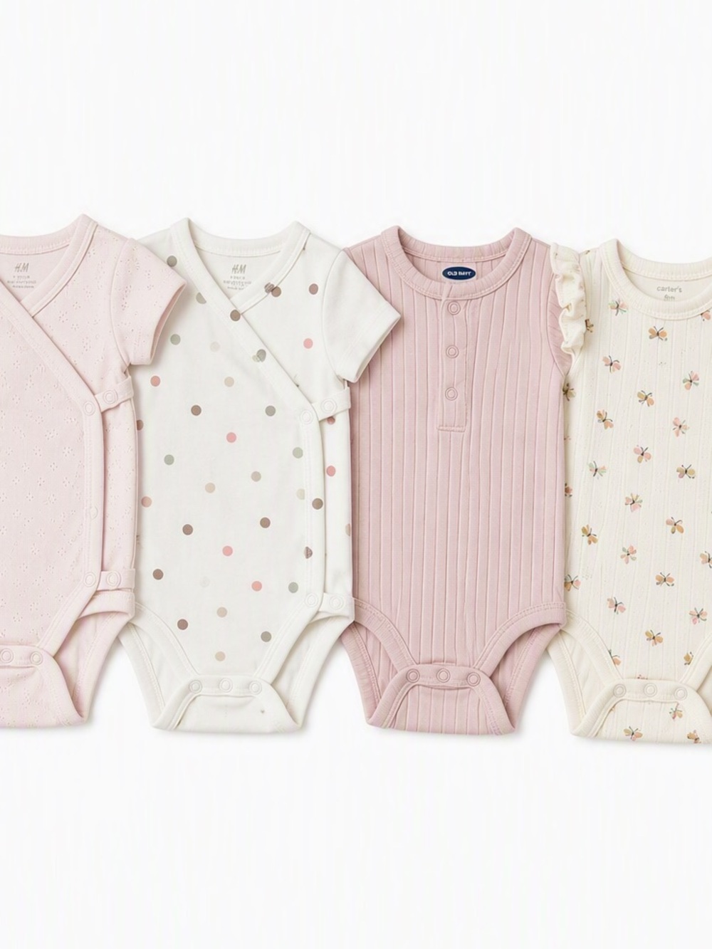 Coquette Baby Girls 0-3M Bodysuits Lot of 4 Butterflies Polka Dots Summer